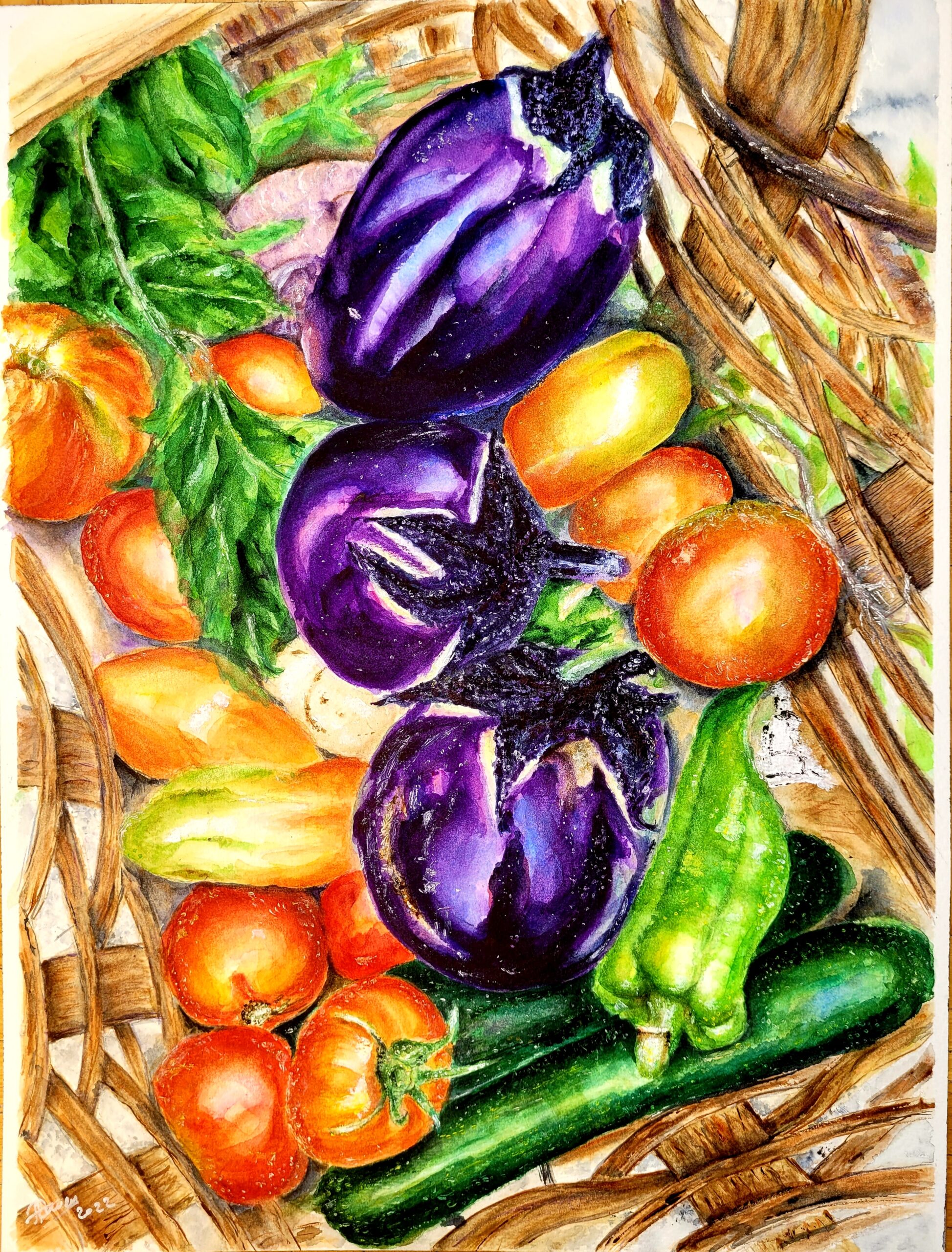 Basket of vitamins 
watercolour, 30x40, 2022, sold